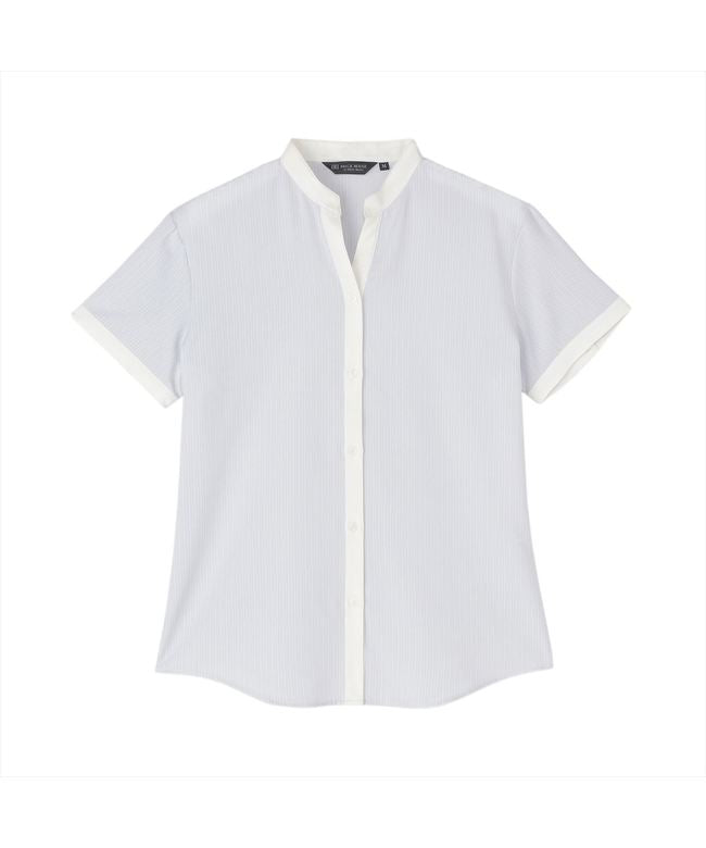 トーキョーシャツ TOKYO SHIRTS 【COFREX】 配色スキッパーブラウス 半袖 レディースデザインシャツ (ライトグレー) ライトグレー