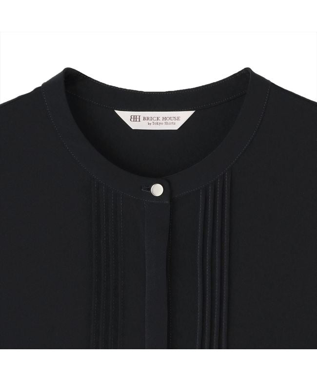 トーキョーシャツ TOKYO SHIRTS ピンタックブラウス フレンチ袖 レディース (ネイビー) ネイビー