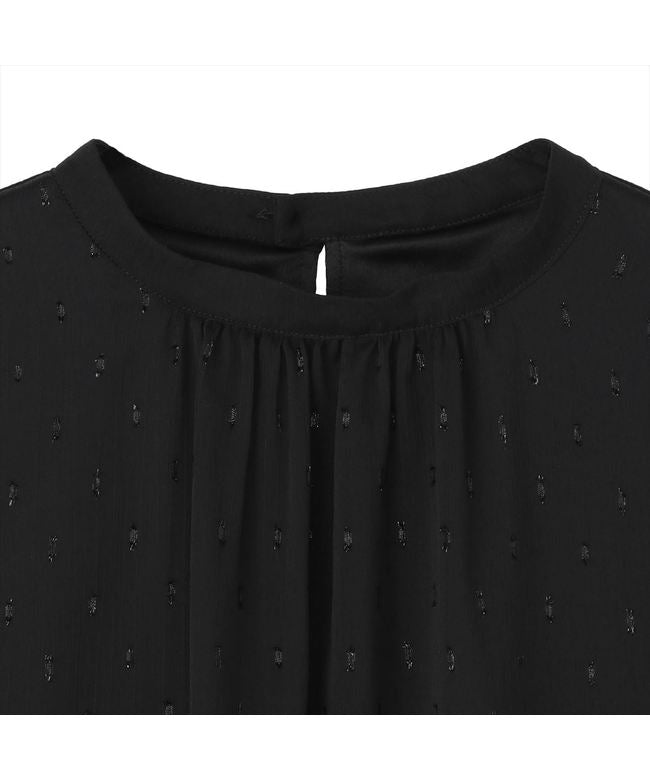 トーキョーシャツ TOKYO SHIRTS 袖シアー ラメカットドビー ブラウス 五分袖 レディース (ブラック) ブラック