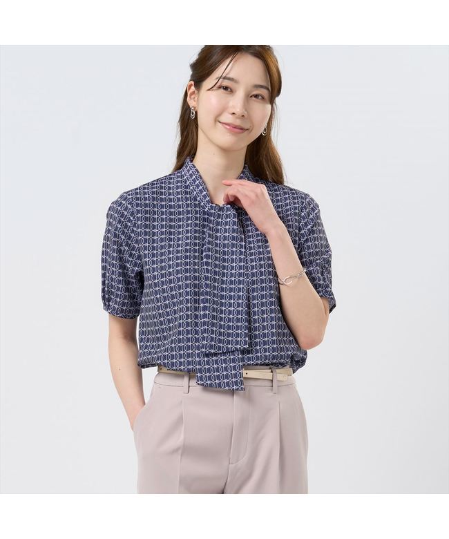 トップス FROM JAPAN Tokyo Shirts Bow Tie Print Blouse Five-Quarter Sleeve Women's