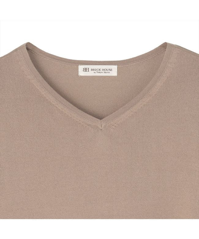 トーキョーシャツ TOKYO SHIRTS ニット 袖フェザー切替プルオーバー 五分袖 レディース (ブラウン) ブラウン