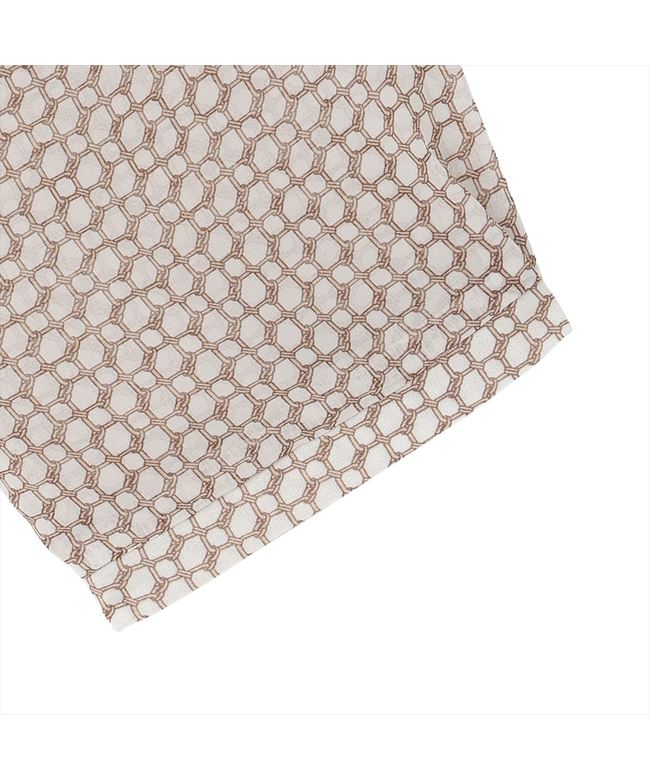 トーキョーシャツ TOKYO SHIRTS 幾何学柄 シフォンブラウス 七分袖 レディース (ブラウン) ブラウン