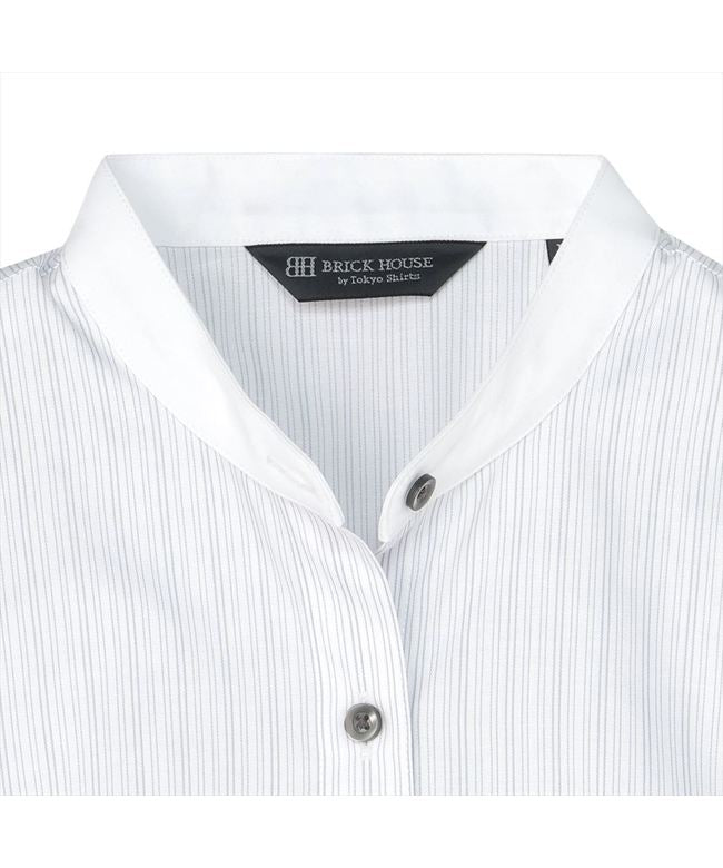 トーキョーシャツ TOKYO SHIRTS 【透け防止】 スタンド 七分袖 形態安定 レディースシャツ (グレー) グレー