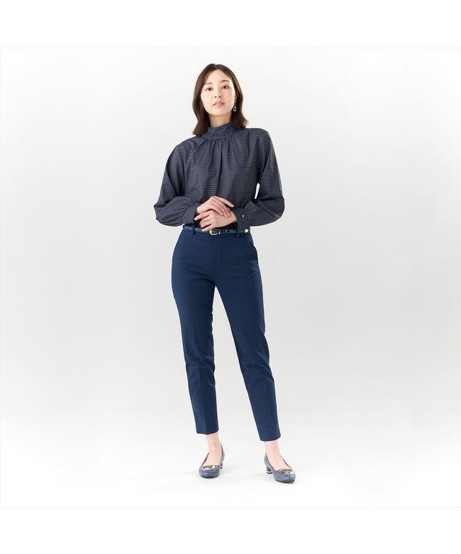 トーキョーシャツ TOKYO SHIRTS リボンボウタイ プリントブラウス 長袖 レディース (グレー) グレー
