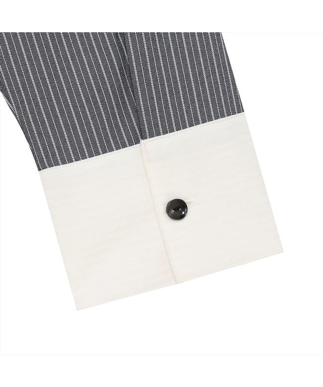 トーキョーシャツ TOKYO SHIRTS 【COFREX】 スタンド 配色ブラウス 長袖 レディースデザインシャツ (チャコール) チャコール