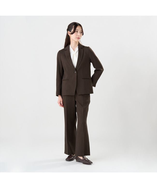 トーキョーシャツ TOKYO SHIRTS ウーリッシュ素材 テーラード ジャケット 長袖 セットアップ可能 レディース (ブラウン) ブラウン