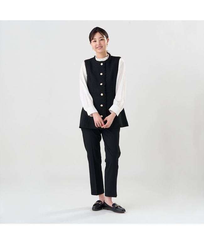 トーキョーシャツ TOKYO SHIRTS ツイード ペプラム ジレ レディース (ブラック) ブラック