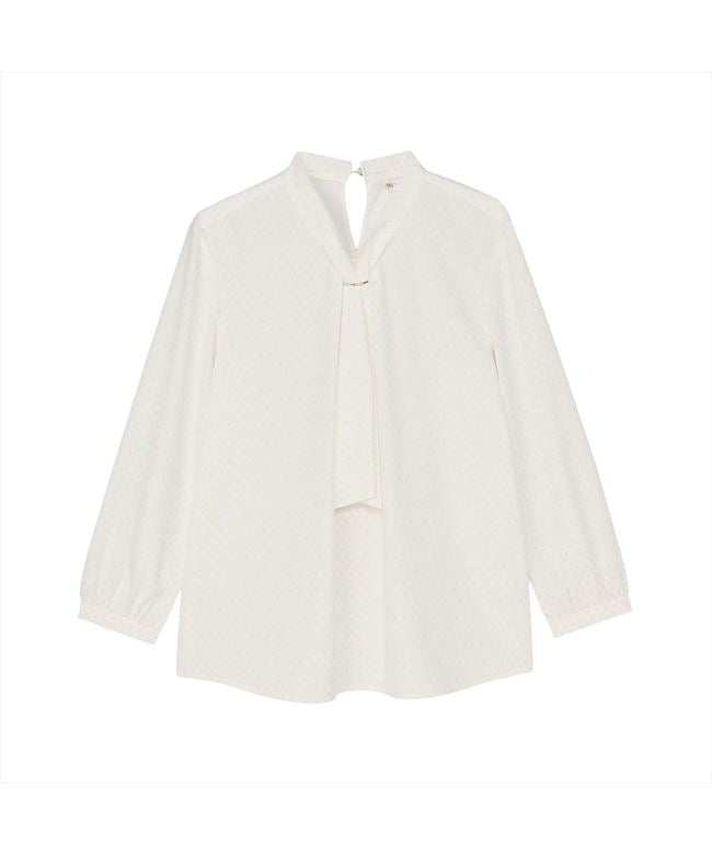 トーキョーシャツ TOKYO SHIRTS シルキーサテン パーツ付ボウタイ ブラウス 長袖 レディース (ホワイト) ホワイト