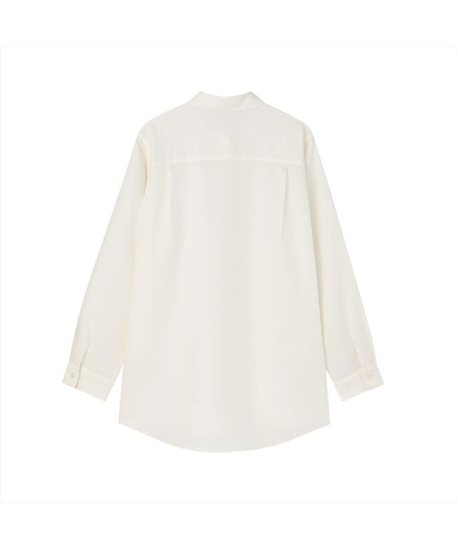 トーキョーシャツ TOKYO SHIRTS サテン ワイドシルエット レギュラー衿 シャツ 長袖 レディース (オフホワイト) オフホワイト