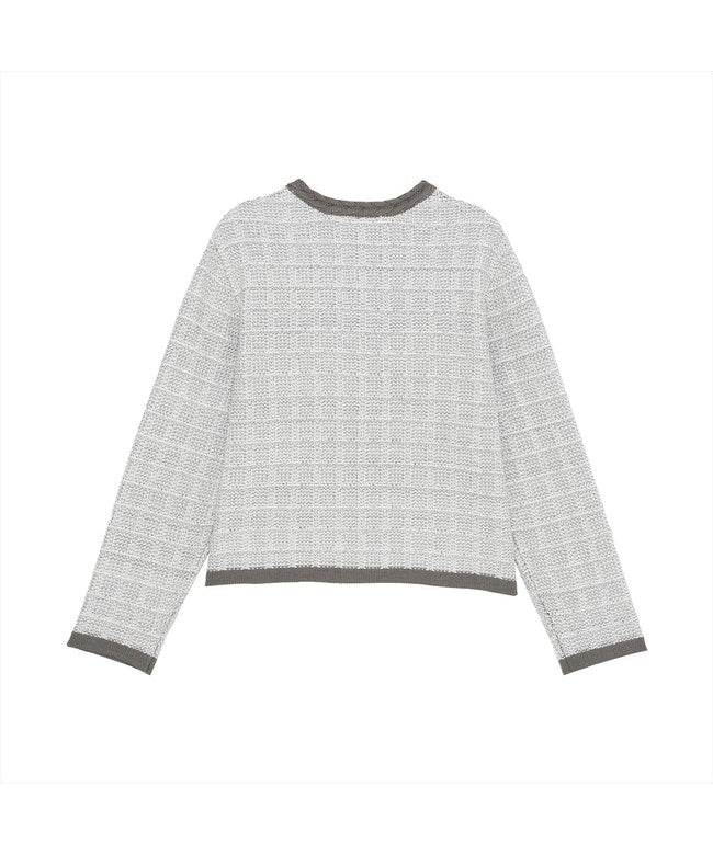 トーキョーシャツ TOKYO SHIRTS アウター ツイード風 クルーネック ジャケット レディース (ライトグレー) ライトグレー