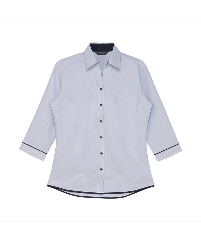 トーキョーシャツ TOKYO SHIRTS 【透け防止】 スキッパー 七分袖 形態安定 レディースシャツ (ブルー) ブルー
