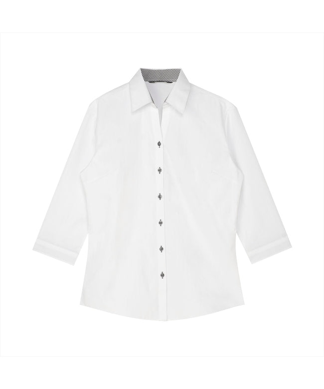 トーキョーシャツ TOKYO SHIRTS 【透け防止】 スキッパー 七分袖 形態安定 レディースシャツ (ホワイト) ホワイト