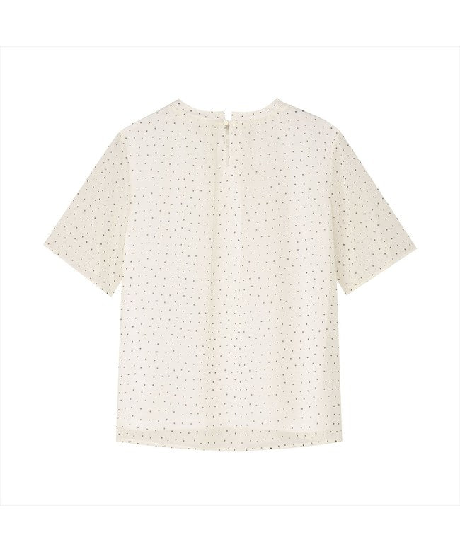 トーキョーシャツ TOKYO SHIRTS ランダムドット シフォンブラウス 五分袖 レディース (オフホワイト) オフホワイト