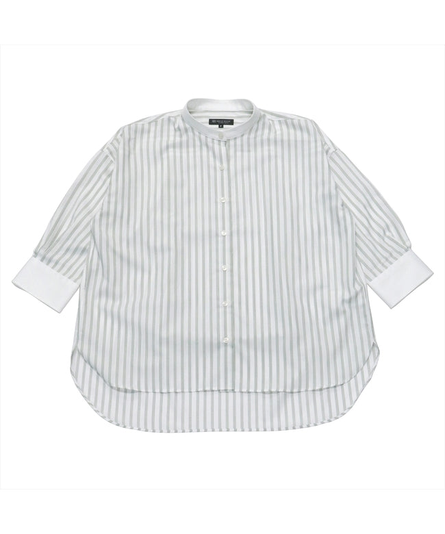 トーキョーシャツ TOKYO SHIRTS 【ECOVERO(TM)】 BIGシルエット スタンド衿 七分袖 カジュアルシャツ (グリーン) グリーン