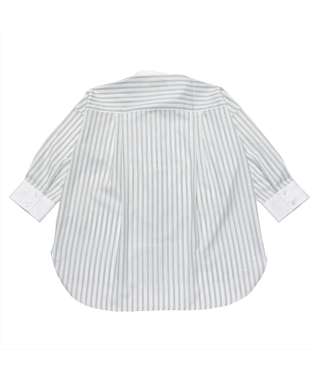 トーキョーシャツ TOKYO SHIRTS 【ECOVERO(TM)】 BIGシルエット スタンド衿 七分袖 カジュアルシャツ (グリーン) グリーン