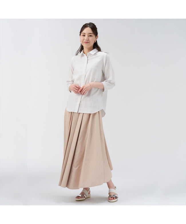 トーキョーシャツ TOKYO SHIRTS 【Pitta Re:)】 Wガーゼ レギュラー衿 綿100% 七分袖シャツ (ベージュ) ベージュ