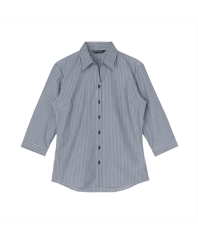 トーキョーシャツ TOKYO SHIRTS 形態安定 スキッパー衿 七分袖 レディースシャツ (ダークブルー) ダークブルー