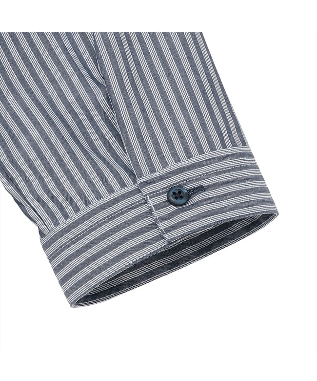 トーキョーシャツ TOKYO SHIRTS 形態安定 スキッパー衿 七分袖 レディースシャツ (ダークブルー) ダークブルー