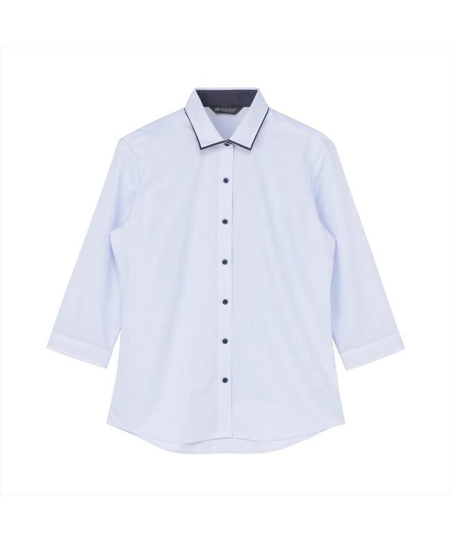 トーキョーシャツ TOKYO SHIRTS 形態安定 ワイド衿 七分袖 レディースシャツ (サックス) サックス