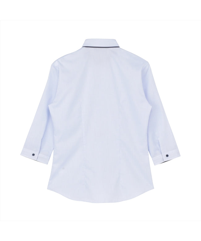 トーキョーシャツ TOKYO SHIRTS 形態安定 ワイド衿 七分袖 レディースシャツ (サックス) サックス