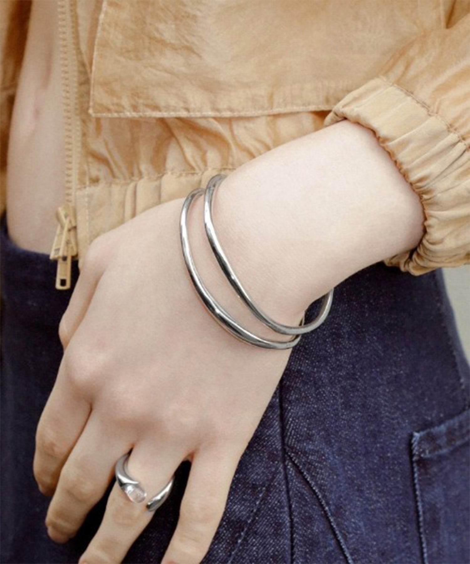 ゴールディ GOLDY アレルギー対応 ウェーブバングル 4240303 (シルバー) シルバー