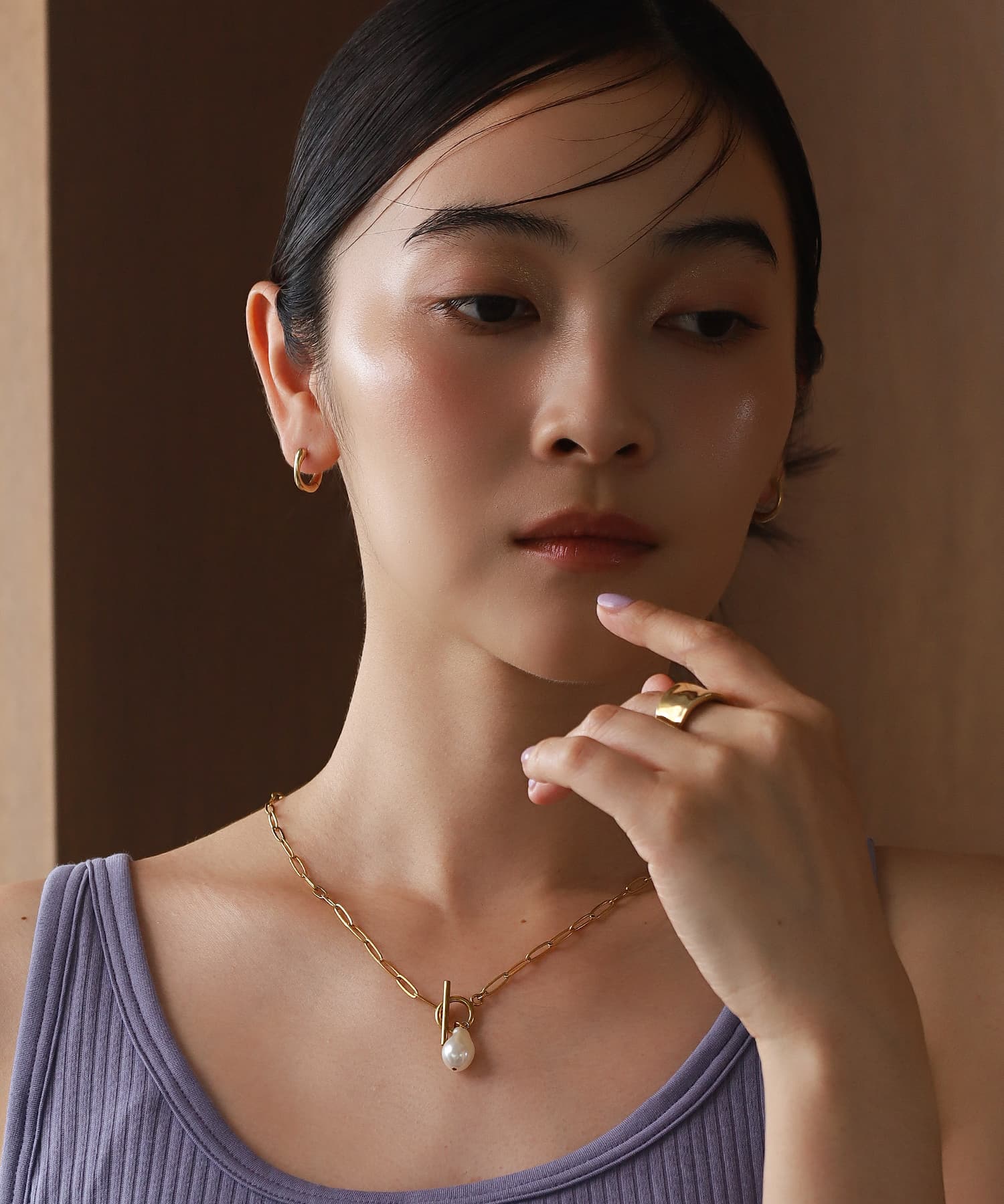 エルエイチエムイー LHME 【WEB限定】”Aqua”フープピアス/サージカルステンレス(金属アレルギー対応) (ゴールド) ゴールド