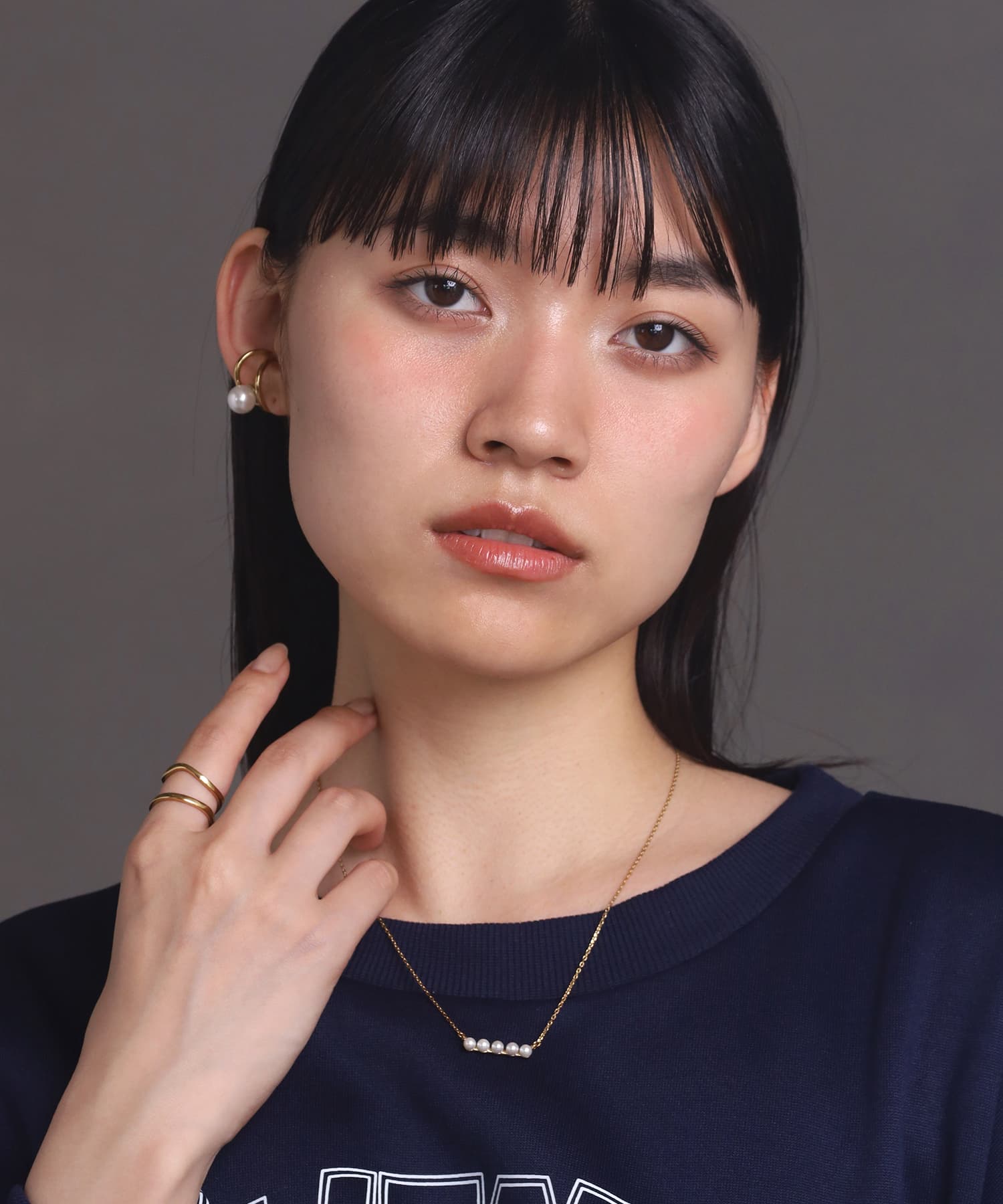 エルエイチエムイー LHME 【WEB限定】 “MELLOW”ラインパールネックレス/サージカルステンレス(金属アレルギー対応) (ゴールド) ゴールド