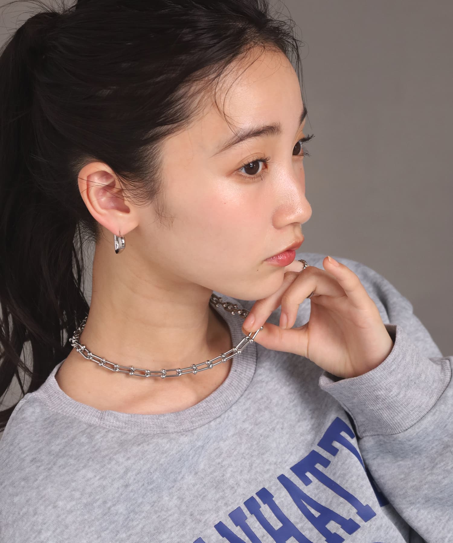 エルエイチエムイー LHME “Moment”リンクホースシューチェーンネックレス/サージカルステンレス316L(金属アレルギー対応) (シルバー) シルバー
