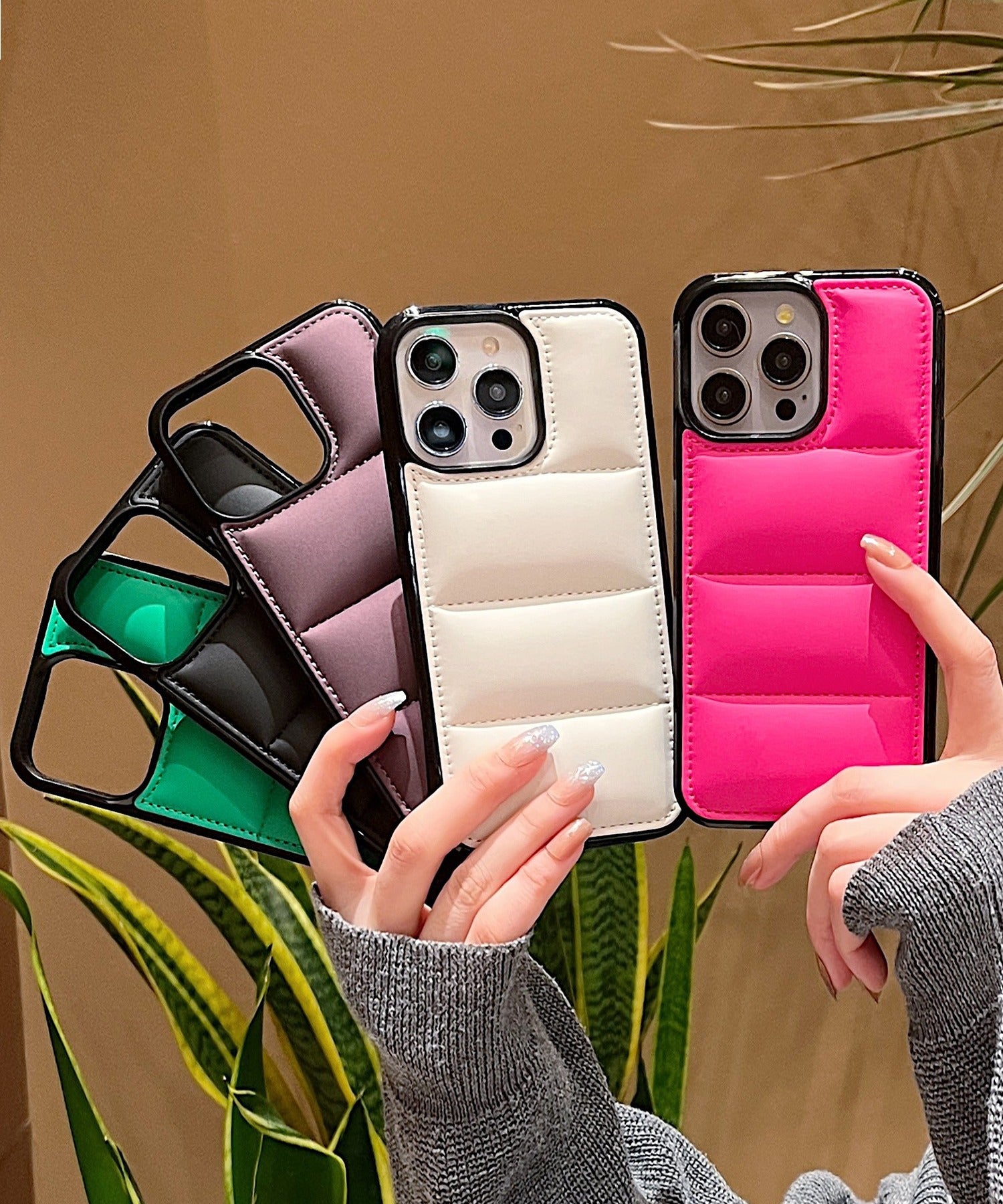 メゾンブリーズ MAISON BREEZE 【MAISON BREEZE】キルティング iPhoneケース アイフォンケース iPhone 13 13Pro 14 14Pro 15 15Pro KNF05 (ブラック) ブラック