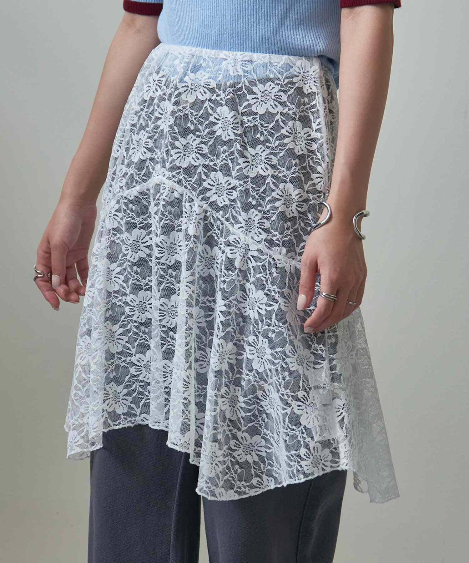 メゾンブリーズ MAISON BREEZE 【MAISON BREEZE】レースアシメレースレイヤードエプロンスカート SCCH565