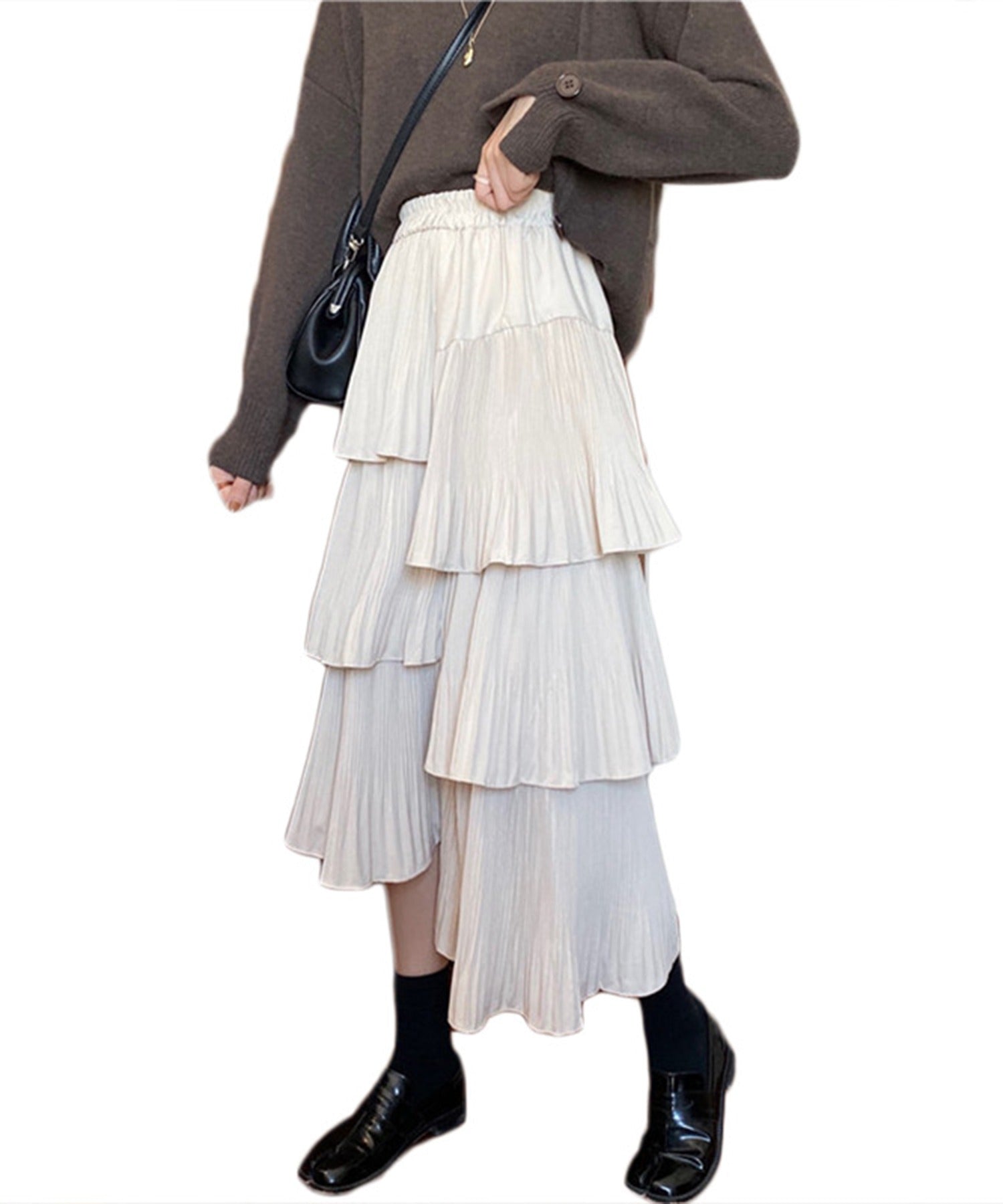 メゾンブリーズ MAISON BREEZE 【MAISON BREEZE】スカート ティアードスカート アシメ フリル ミディ丈 ウエストゴム レディース 韓国 SCCH483