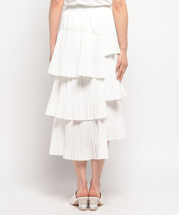 メゾンブリーズ MAISON BREEZE 【MAISON BREEZE】スカート ティアードスカート アシメ フリル ミディ丈 ウエストゴム レディース 韓国 SCCH483