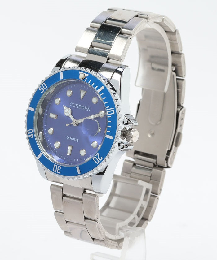 【SETUP7】シルバー×カラー配色アナログ時計 KNF030 (ブルー) ブルー