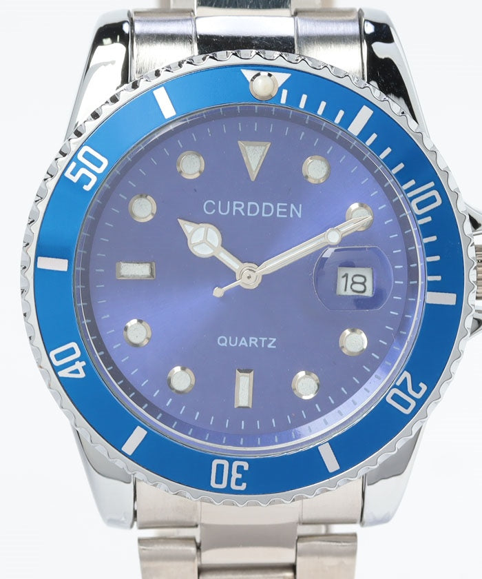 【SETUP7】シルバー×カラー配色アナログ時計 KNF030 (ブルー) ブルー