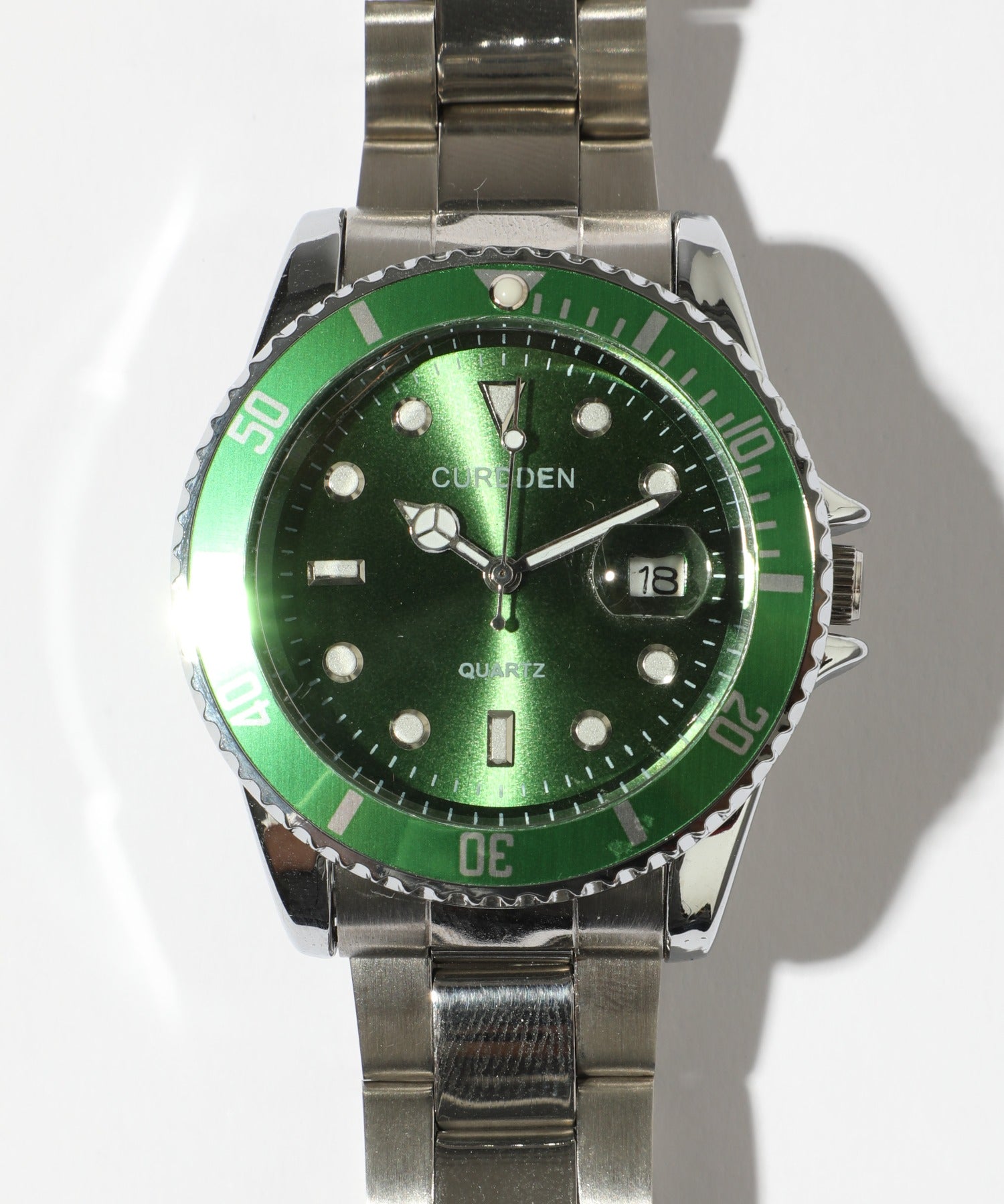 【SETUP7】シルバー×カラー配色アナログ時計 KNF030 (グリーン) グリーン