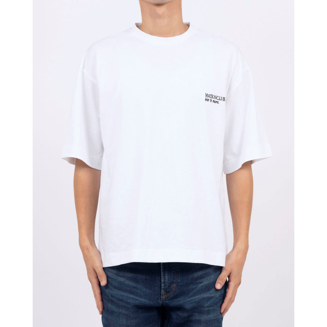 メゾンクラブ MAISON CLUB One Point Embroidery Tee / ワンポイント刺繍Tシャツ (ホワイト) ホワイト