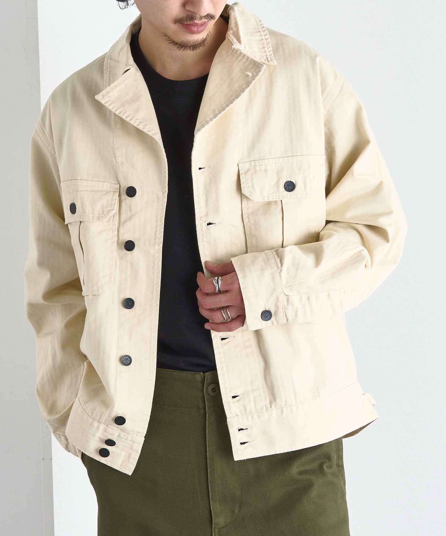 メゾンクラブ MAISON CLUB 【MAISON CLUB】USタイプ M41 HBT ショートジャケット 初期型 YM-Mil. (ホワイト) ホワイト