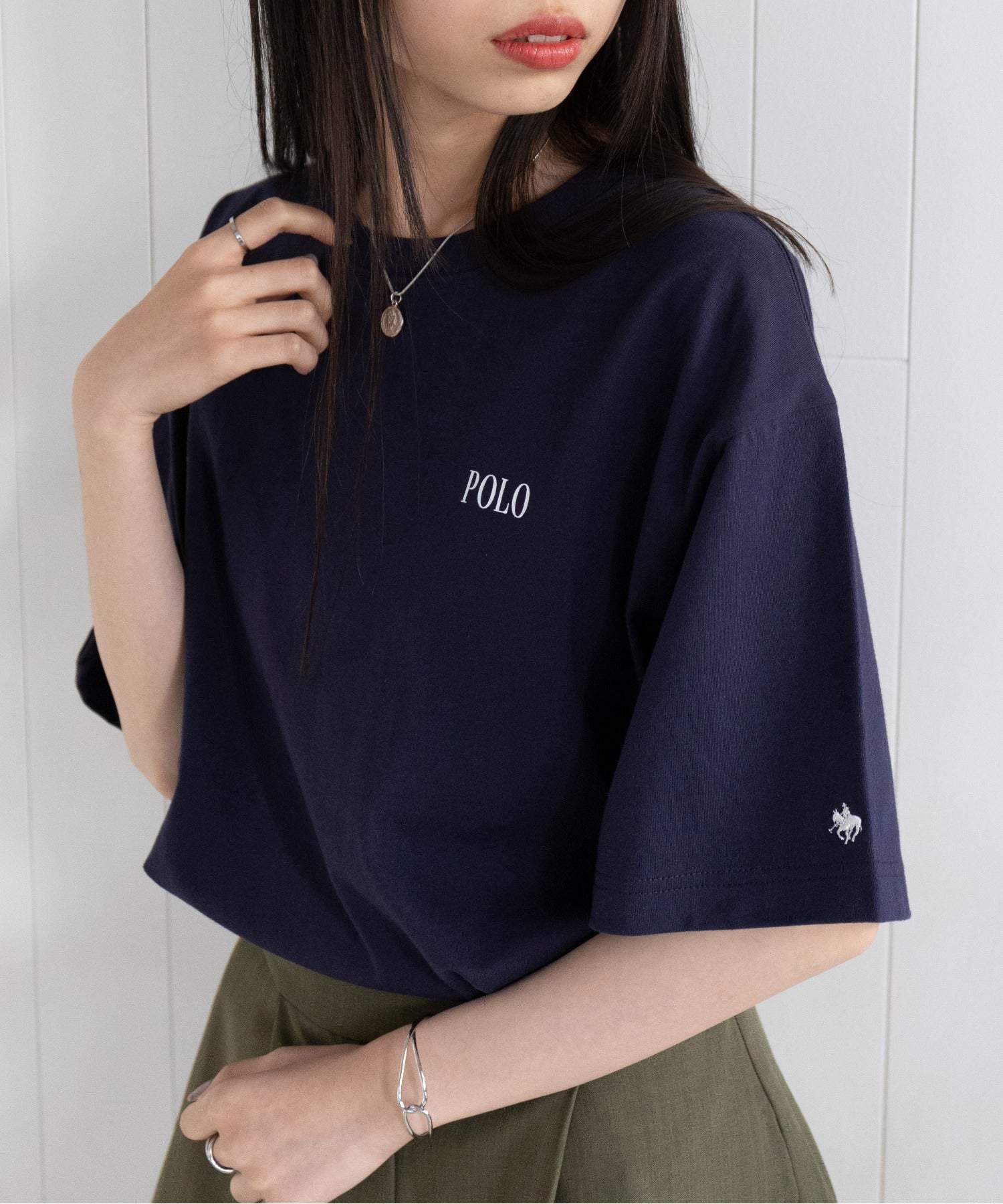 ポロ ビーシーエス POLO BCS ◎SETUP7別注商品◎【POLO BCS / ポロ ビーシーエス】Mini POLO oversize print Tee Tシャツ 半袖 ワンポイント ロゴ (NVY) NVY