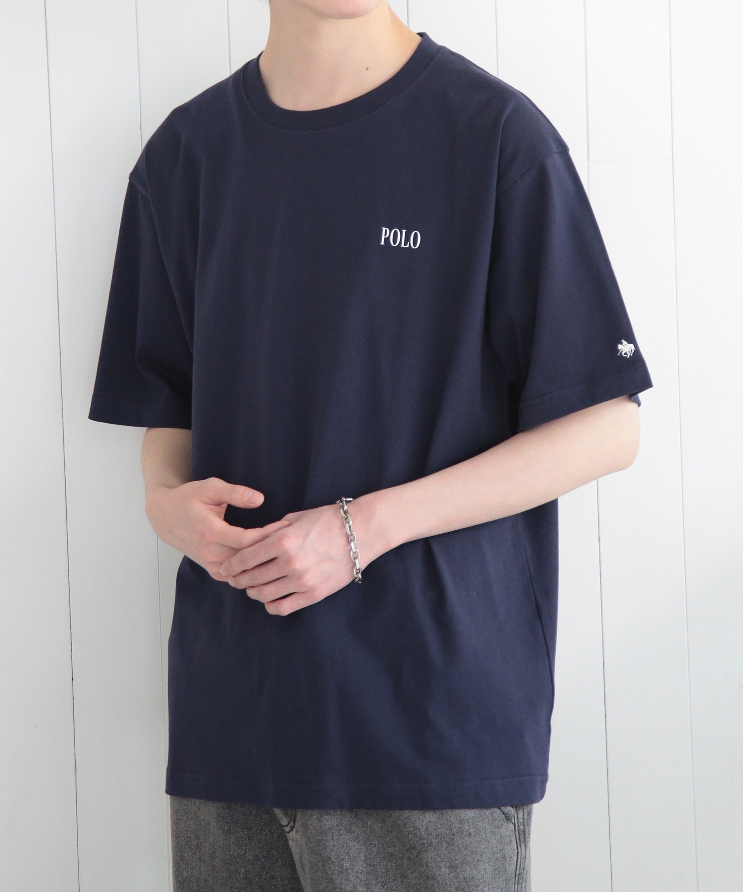 ポロ ビーシーエス POLO BCS ◎SETUP7別注商品◎【POLO BCS / ポロ ビーシーエス】Mini POLO oversize print Tee Tシャツ 半袖 ワンポイント ロゴ (NVY) NVY