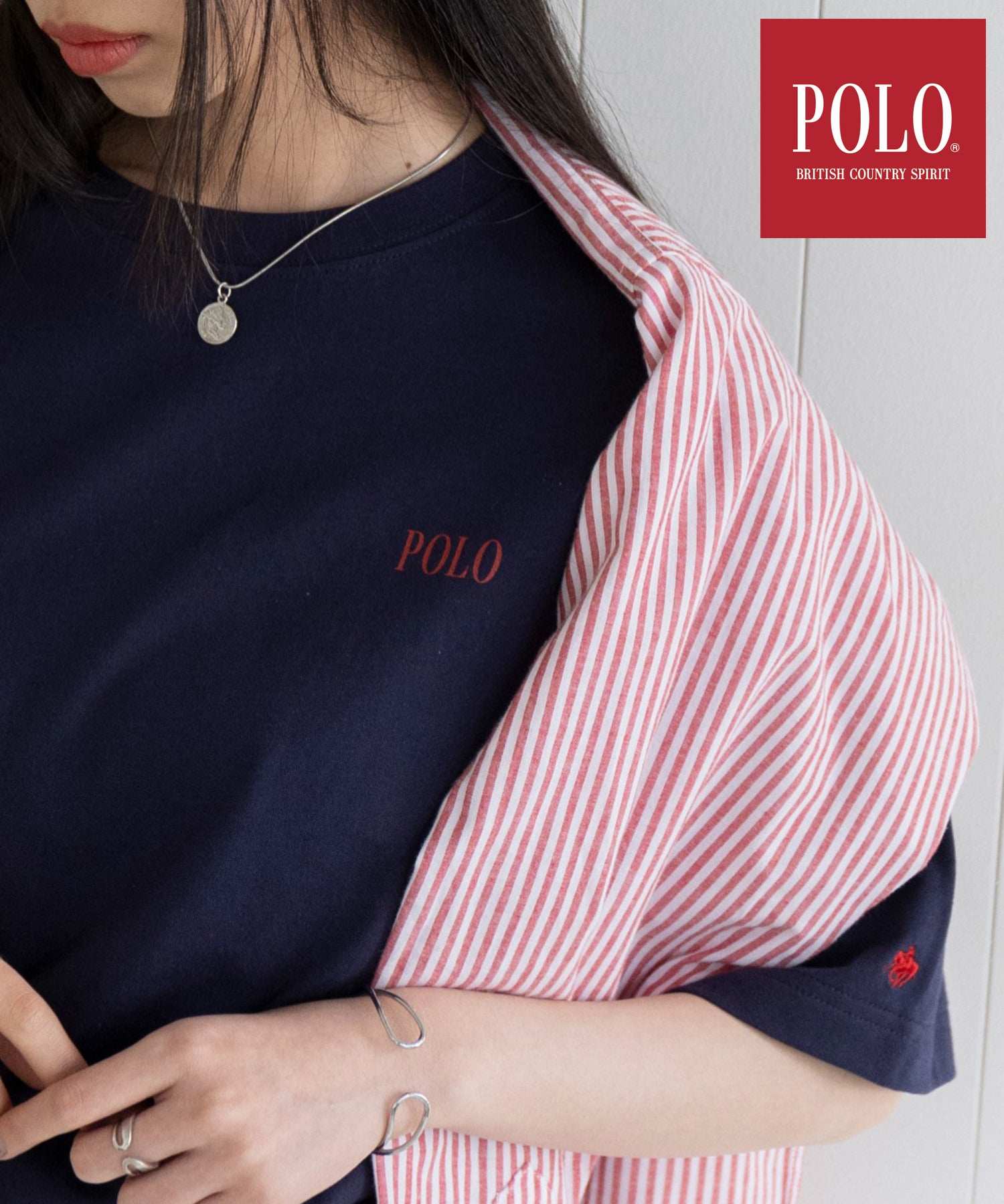 ポロ ビーシーエス POLO BCS ◎SETUP7別注商品◎【POLO BCS / ポロ ビーシーエス】Mini POLO oversize print Tee Tシャツ 半袖 ワンポイント ロゴ (NVY2) NVY2