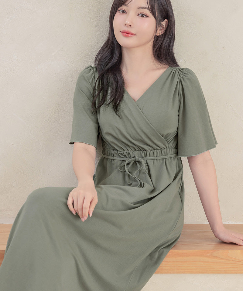 ツーハッチ tu-hacci ナイトブラカシュクールワンピース (スモークグリーン) スモークグリーン