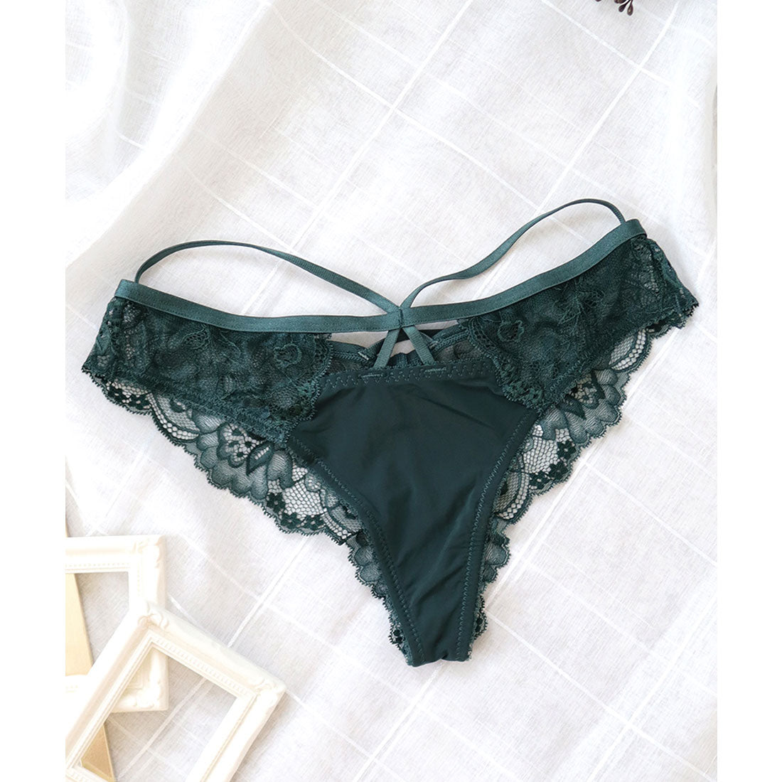 ツーハッチ tu-hacci ラッセルレースクロスコードショーツ【ショーツ単品】【返品不可商品】,モスグリーン