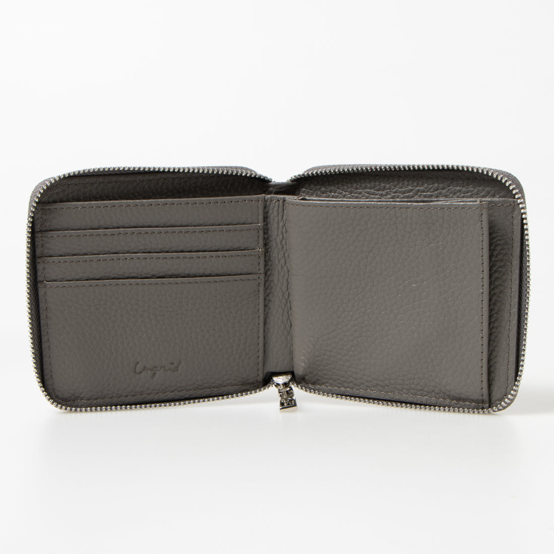 アングリッド Ungrid 牛革 ラウンド二つ折りミニ財布 (GRY) GRY