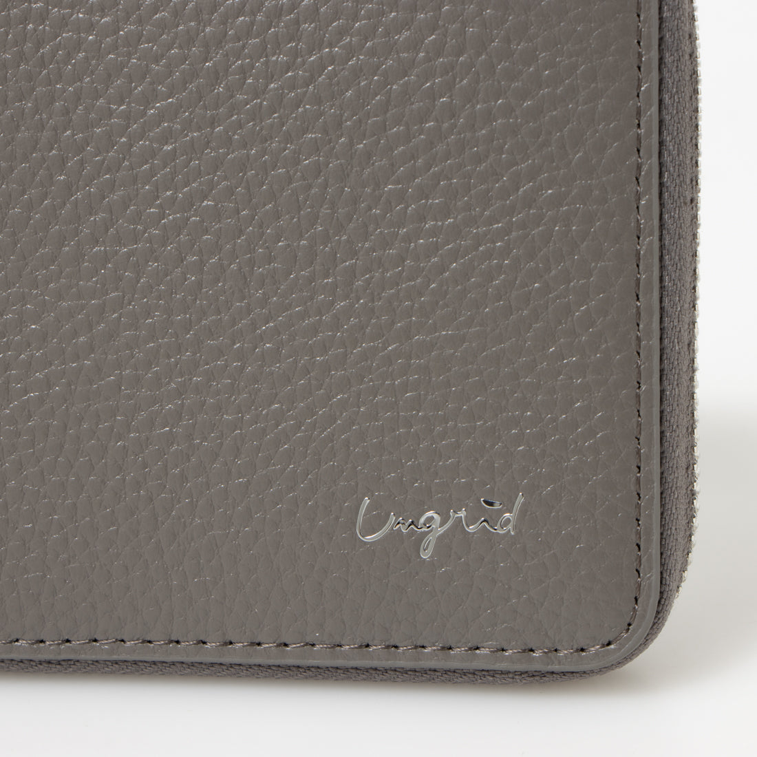 アングリッド Ungrid 牛革 ラウンド二つ折りミニ財布 (GRY) GRY