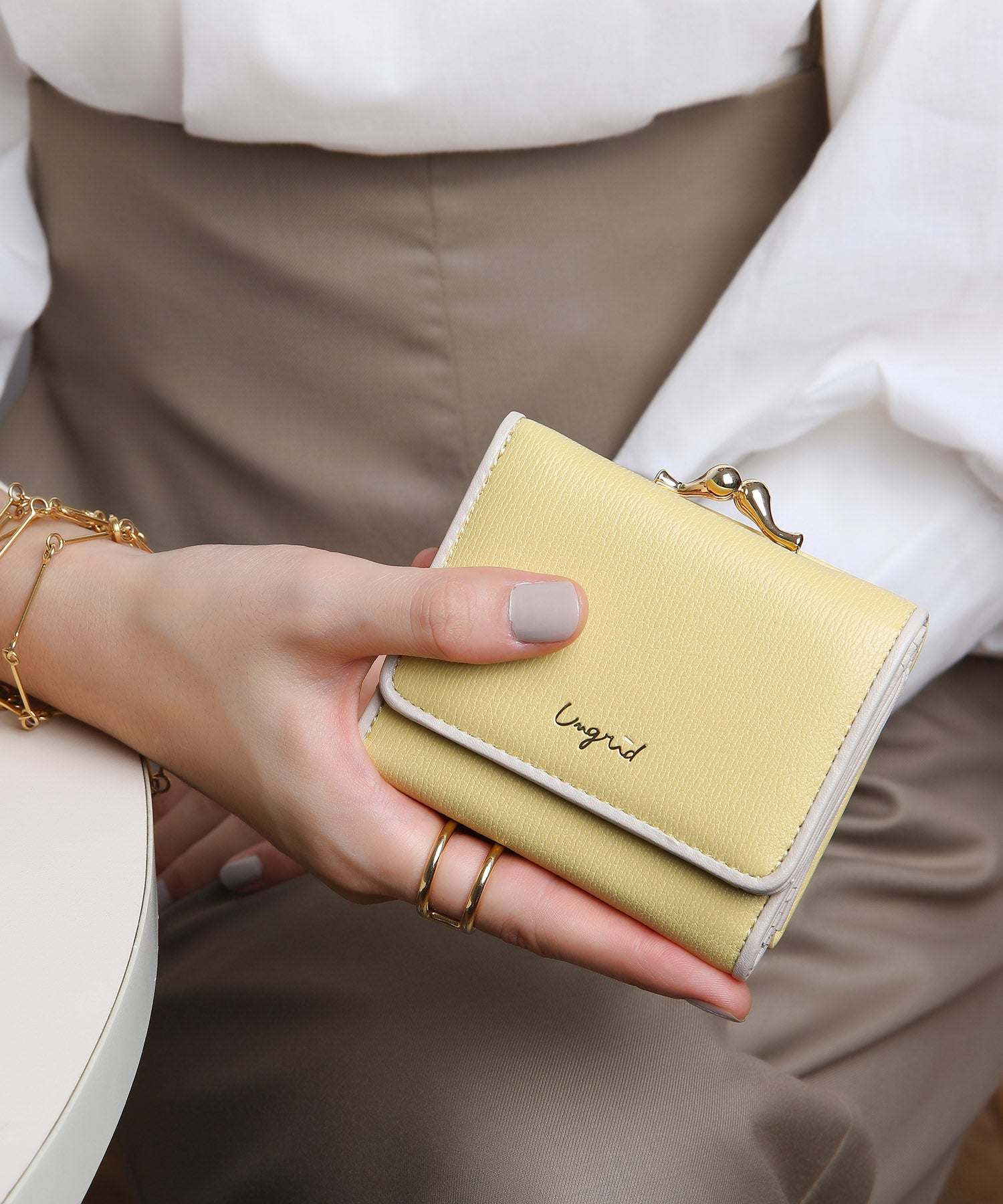 アングリッド Ungrid パイピング ガマ口ミニウォレット (YEL) YEL