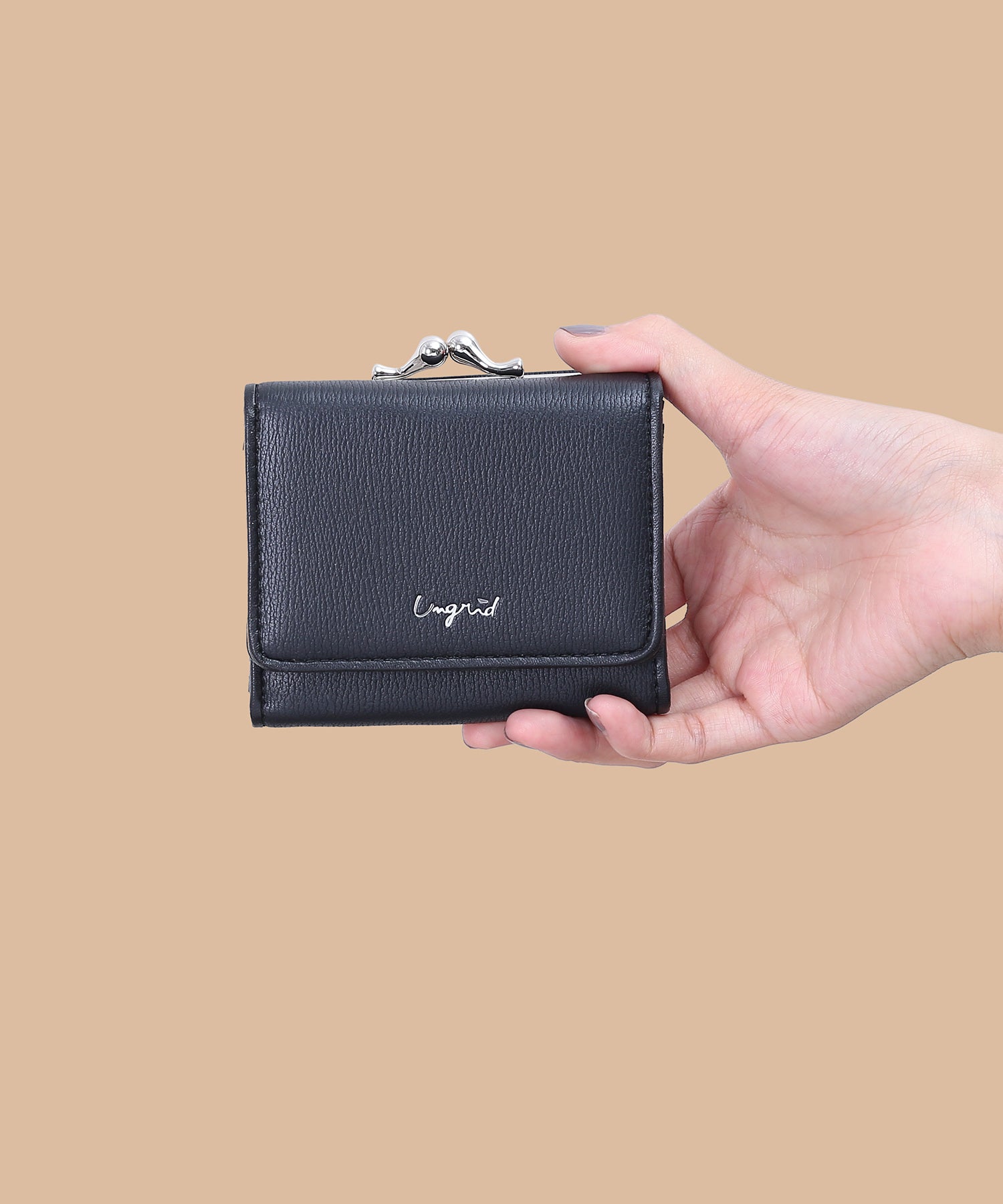 アングリッド Ungrid パイピング ガマ口ミニウォレット (BLK) BLK