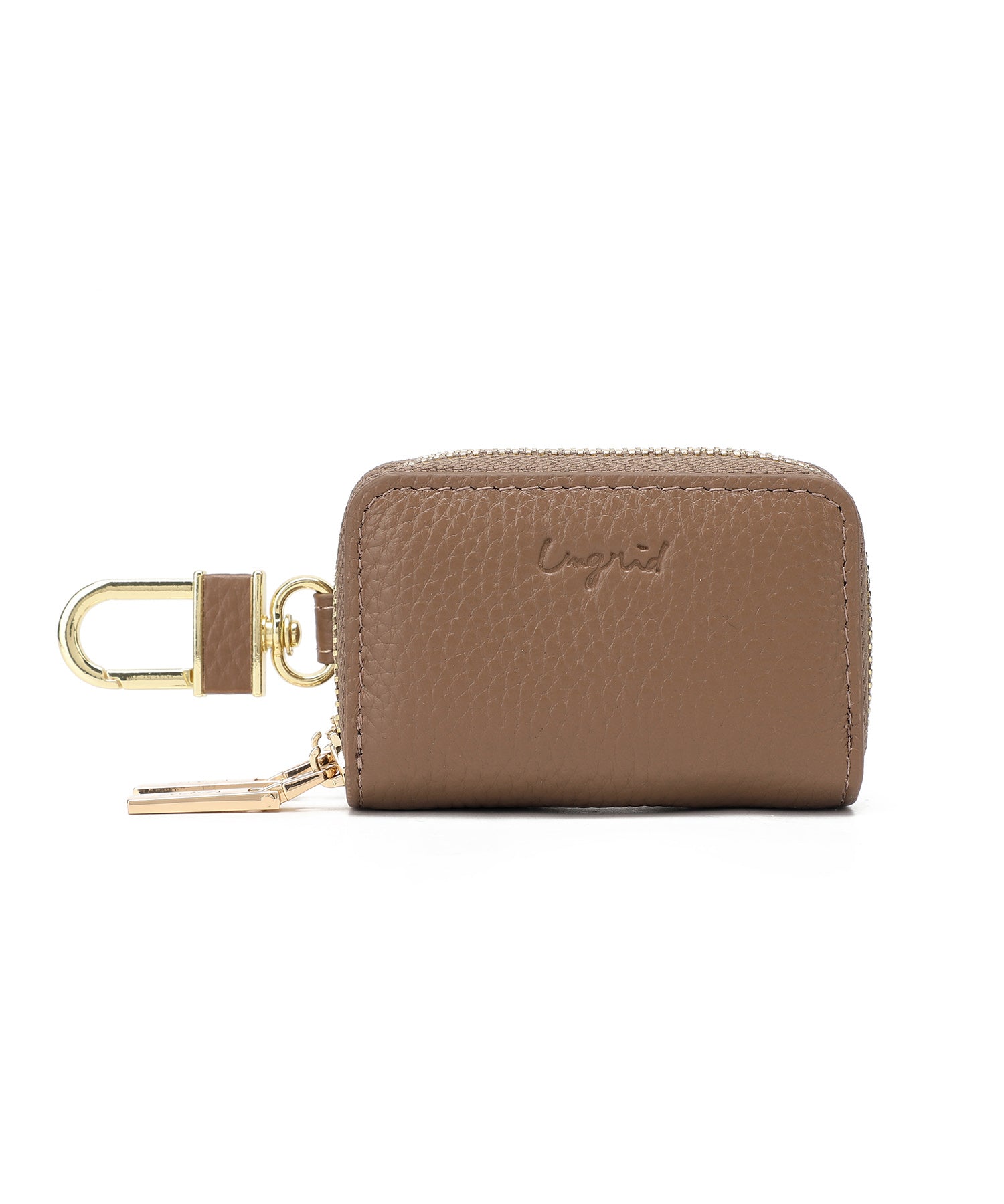 アングリッド Ungrid 本革スマートキーケース 車 ダブルファスナー ダブル ポケット キーチェーン ファスナー カラビナ ギフト(OAK) OAK