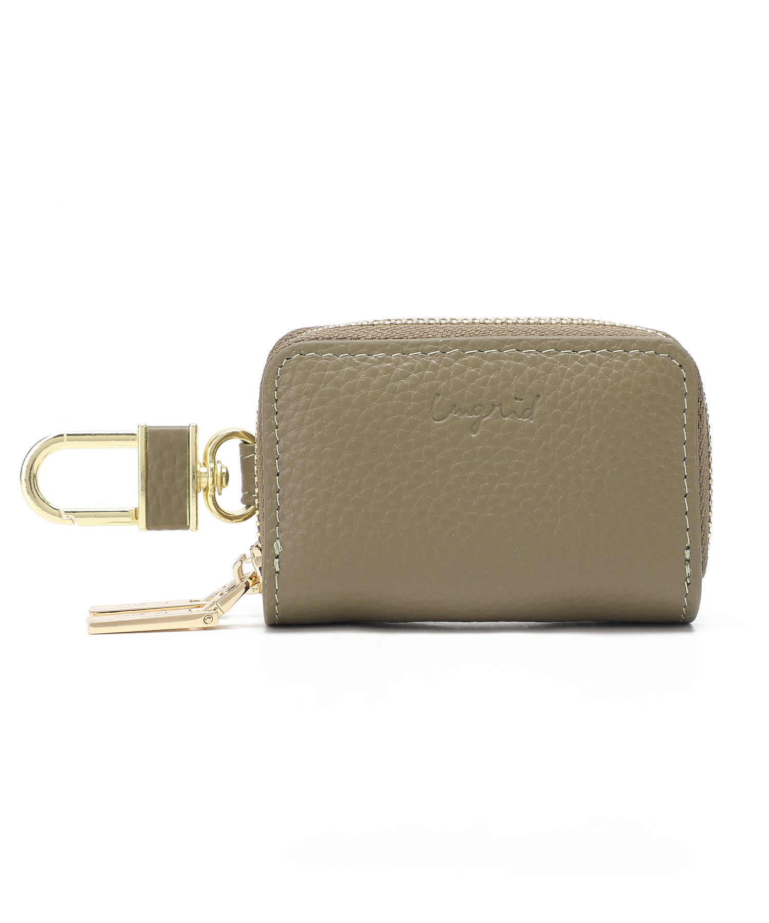 アングリッド Ungrid 本革スマートキーケース 車 ダブルファスナー ダブル ポケット キーチェーン ファスナー カラビナ ギフトKHA) KHA