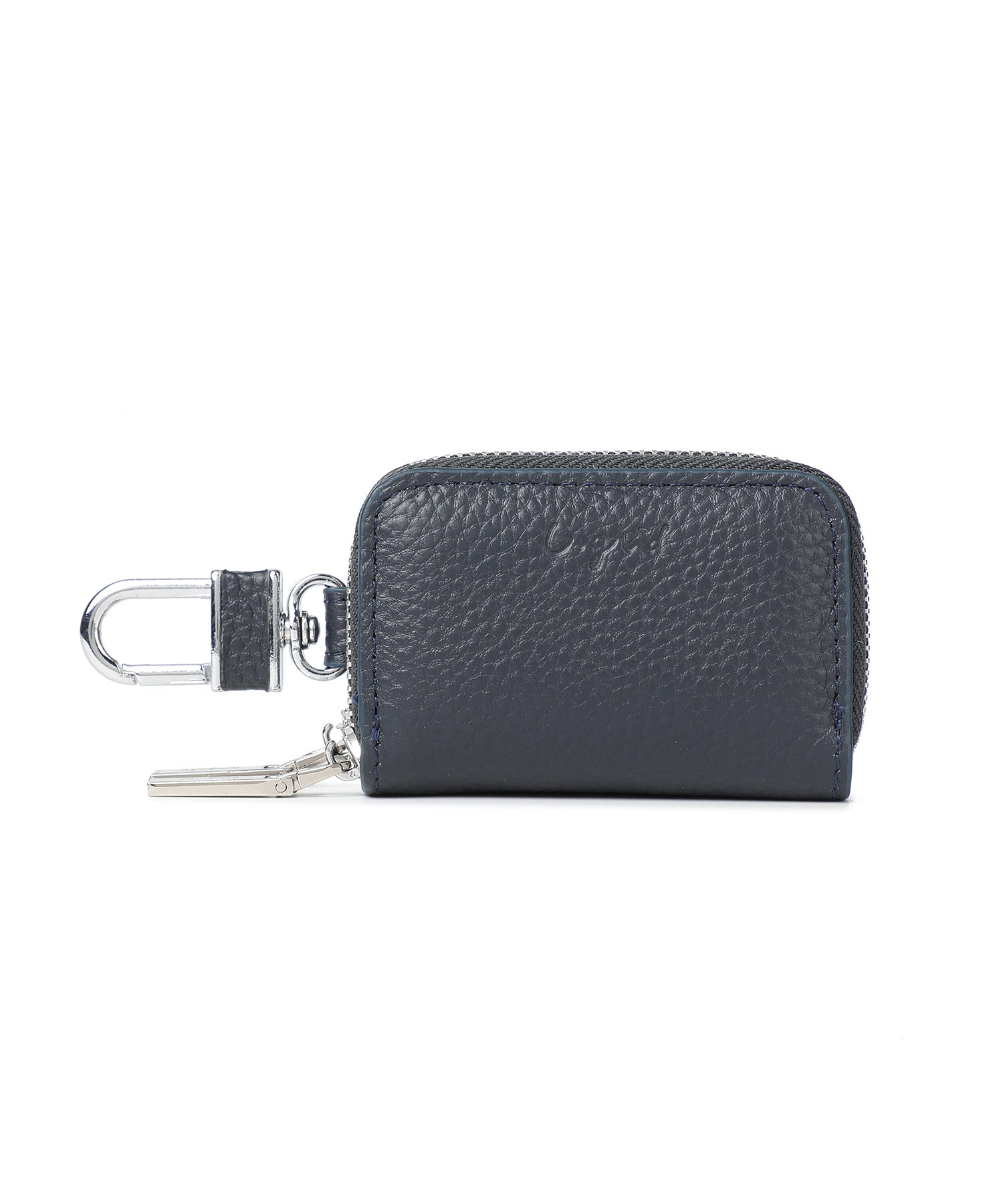 アングリッド Ungrid 本革スマートキーケース 車 ダブルファスナー ダブル ポケット キーチェーン ファスナー カラビナ ギフト(NVY) NVY