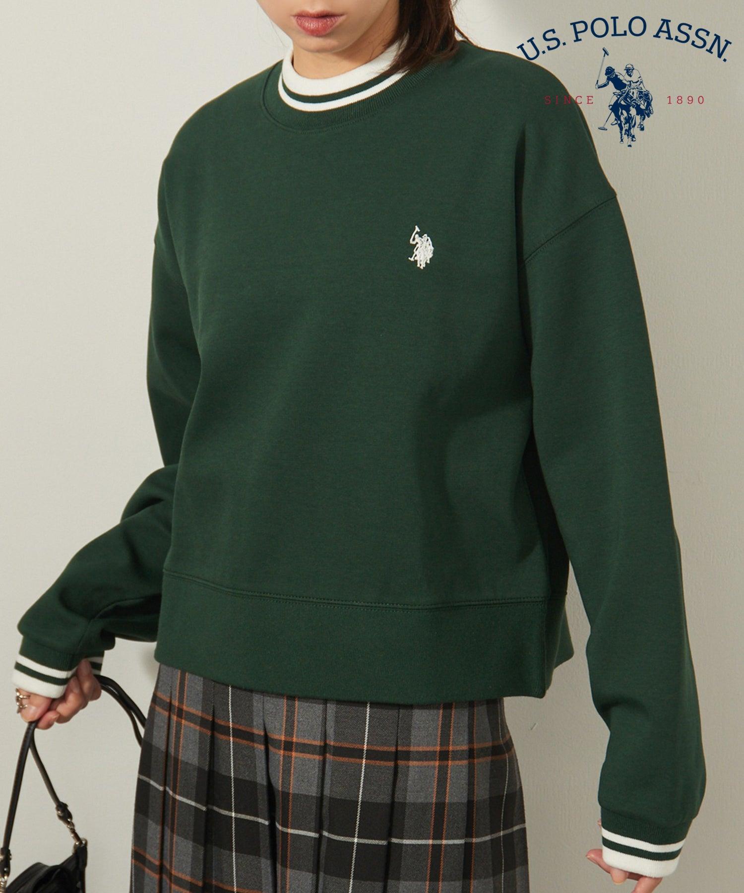ユーエスポロアッスン U.S. POLO ASSN. 【U.S. POLO ASSN.】モックネックショート丈スウェット,グリーン